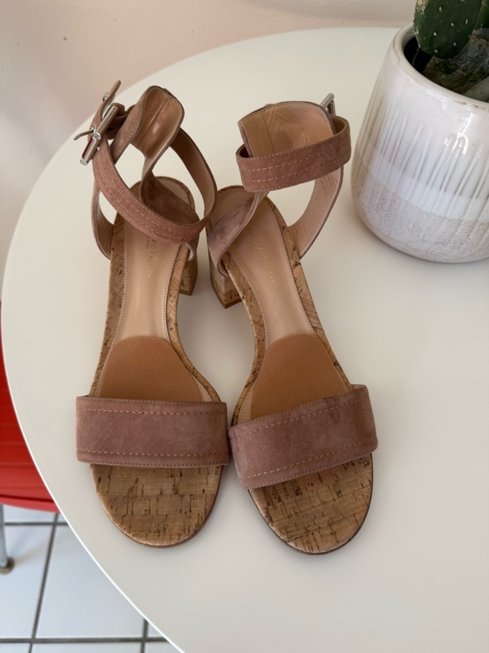 Gianvito Rossi Suede Ankle-Strap Sandals in Dusty Rose Brown